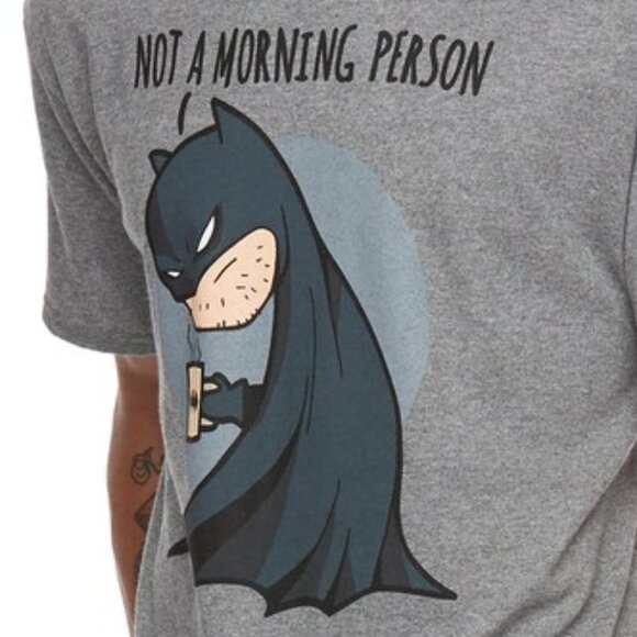 New! Batman Not a Morning Person Humor T-Shirt DC Comics Superhero Men's S - Picture 2 of 2